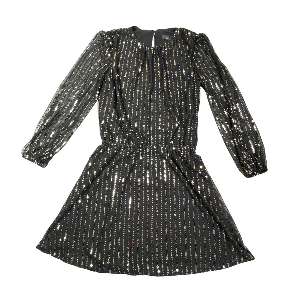 NWT White House Black Market Women S Black Multi Sequin Blouson Dress Party